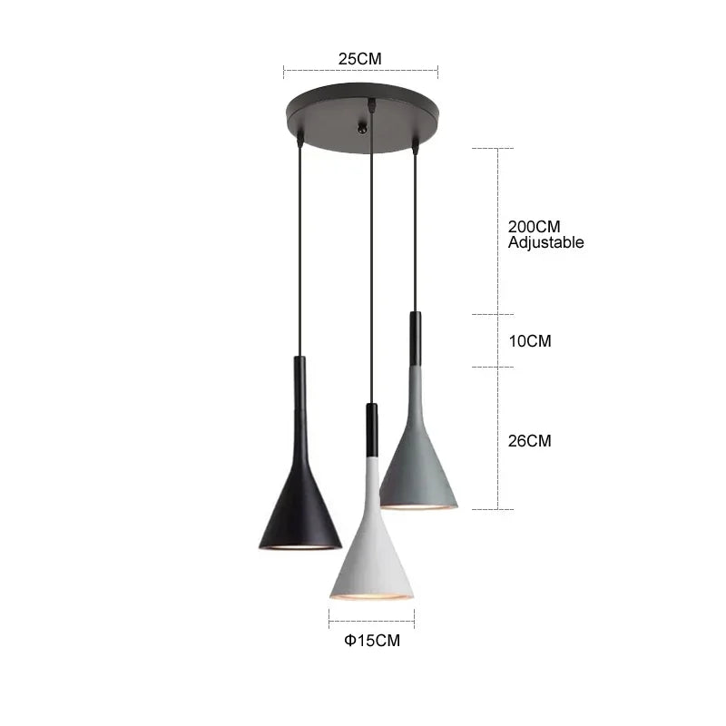 Modern LED Chandeliers Dining Room Home Art Decor 3 Pendant Lights Kitchen Lustres Restaurant Cafe Black Grey E27 Hanging Lamp