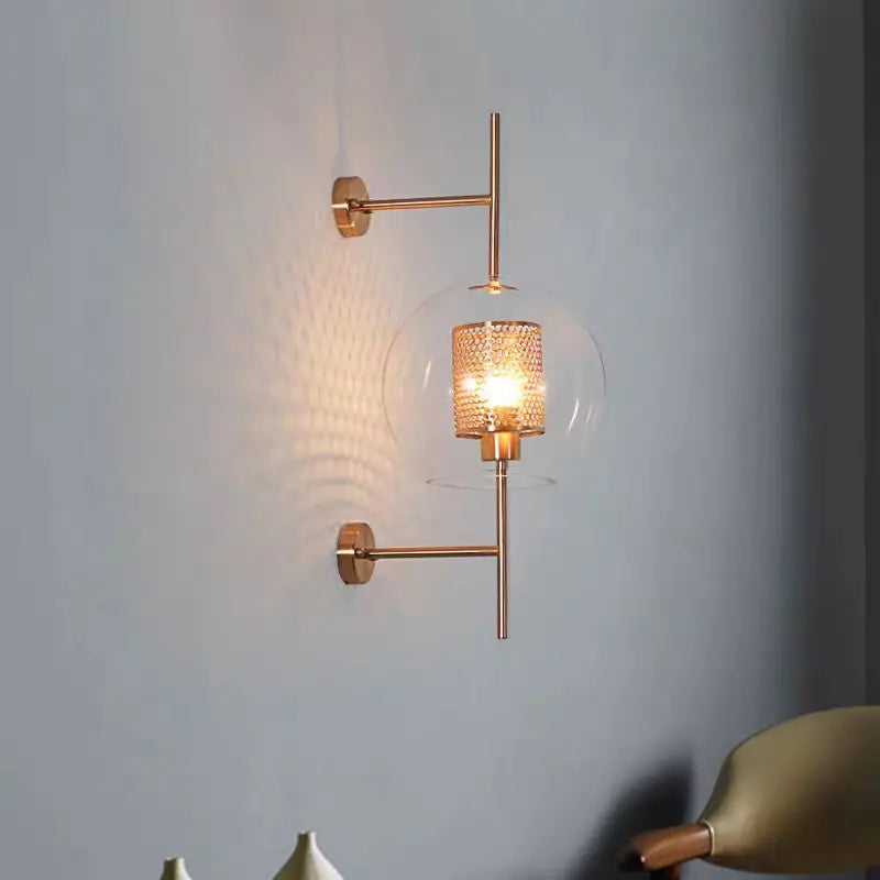 Glass Wall Lamps Nordic Bedside Bedroom Aisle Wall sconce Living Room Indoor Decorative Lamp Brass Glass Luminaire