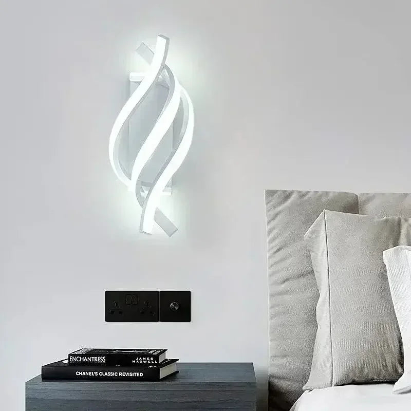 Modern LED Wall Light Spiral Wall Lamp Curved Aluminum Design For Living Aisle Bedroom Bedside Home Decor Indoor Sconce Lighting