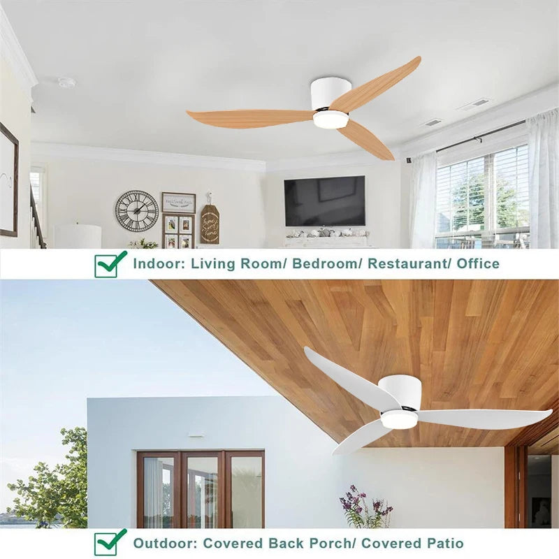 Ceiling Mounted Fan Light Led Modern 46 52 Inch Remote Control Dimming Bedroom Living Room Dining Room 110v-220v Universal Volta