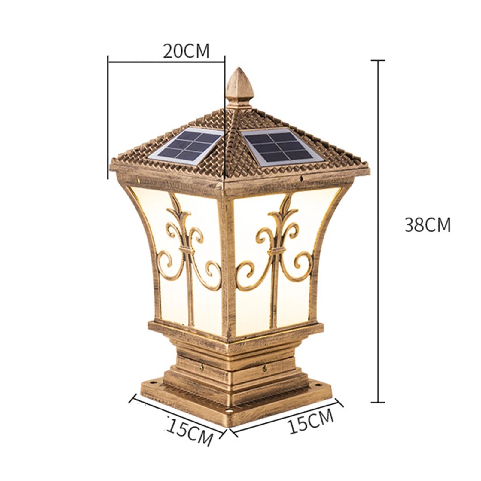 LED Square Post Pillar Light Solar Garden Gate Remote Control Waterproof Lamp Vintage Solar Garden Lights Outdoor Solar Light