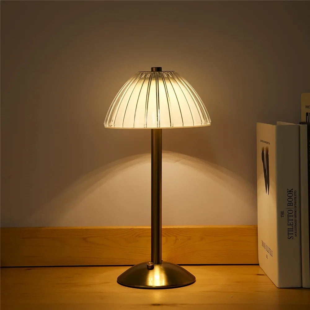 Crystal Table Lamp Trichromatic Dimming Living Room Atmosphere Lamps Eye Protection Night Light Bedroom Cordless Bedside Lamps