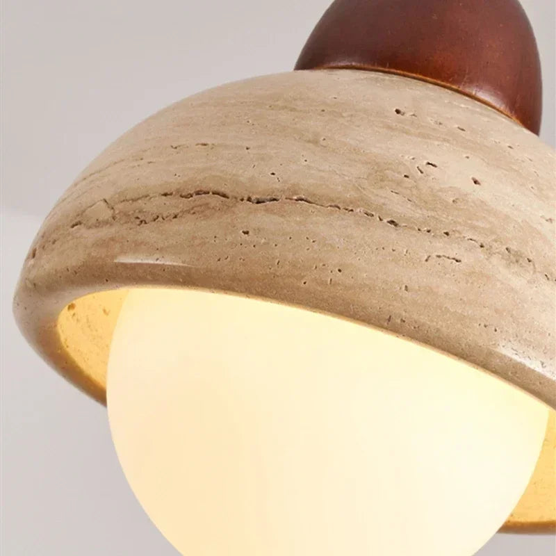 Creative Spherical LED Pendant Lights Vintage Yellow Travertine Pendant Lamp Chandelier Parlor Cafe Bar Hanging Light