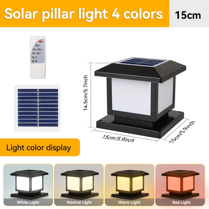 Waterproof Solar Outdoor Lights LED Classical Style Pillar Lamp Remote Control Night Light For Garden Landscape Led Solar Light