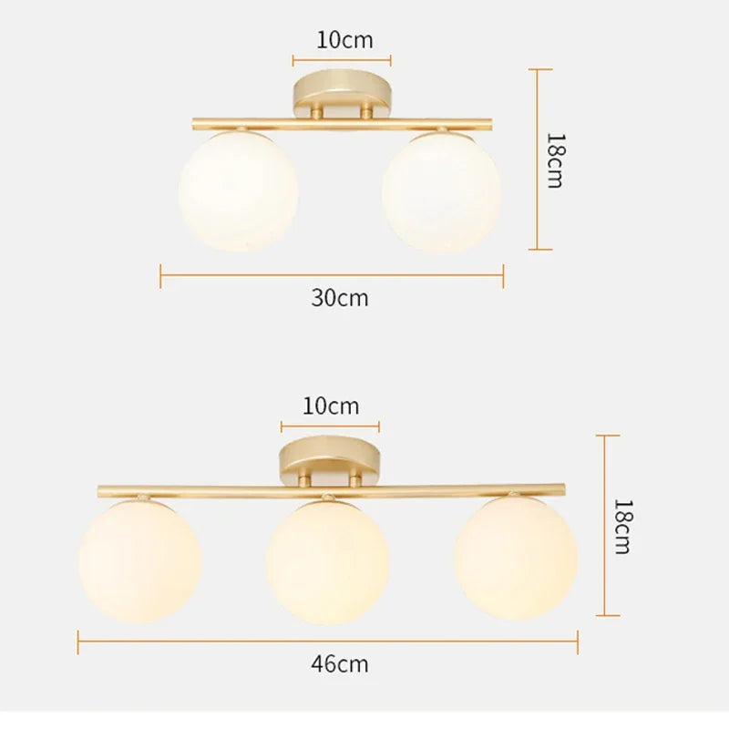 Nordic ceiling light iron Glass lamp corridor aisle simple modern creative personality gold entrance cloakroom balcony light