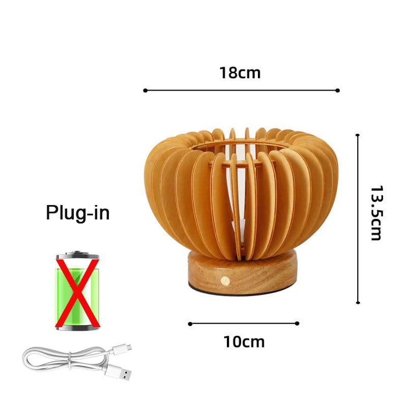 Retro Led Pumpkin Table Lamps Wooden Touch Usb Design Night Light For Living Home Furniture Bedroom Study Dcoration Desk Light