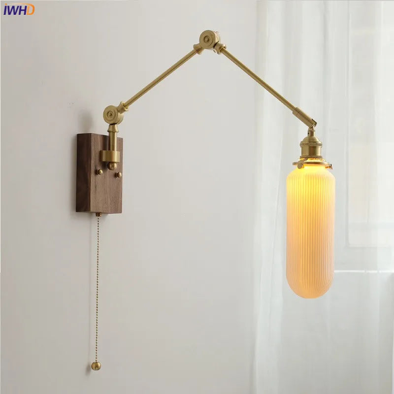 Long Ceramic Modern Wall Lamp Beside Walnut Wood Canopy Copper Bathroom Mirror Stair Light Up Down Left Right Rotate LED