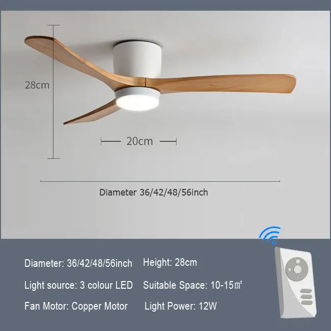 Low Profile Ceiling Fan With Lights 3 Carved Wood Fan Blades Noiseless Reversible Motor Remote Control Flush Mount