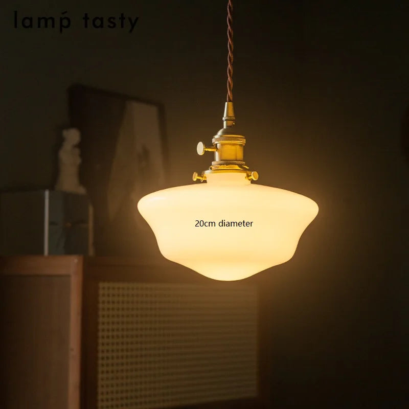 Hanglamp Nordic Modern Hanging Lamp Copper Socket White Glass Lampshade Bedroom Living Room LED Pendant Light Fixtures