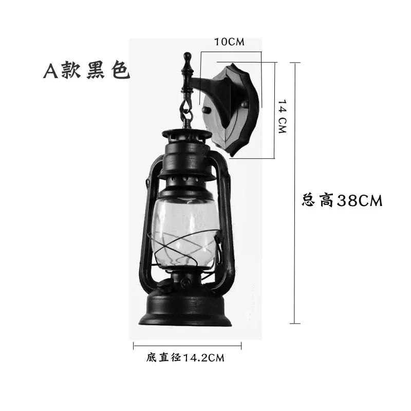 Chinese Restaurant Corridor Wall Lamp Old Style Kerosene Retro Horse Lamp Iron Art European Style Antique Decorative Lamp