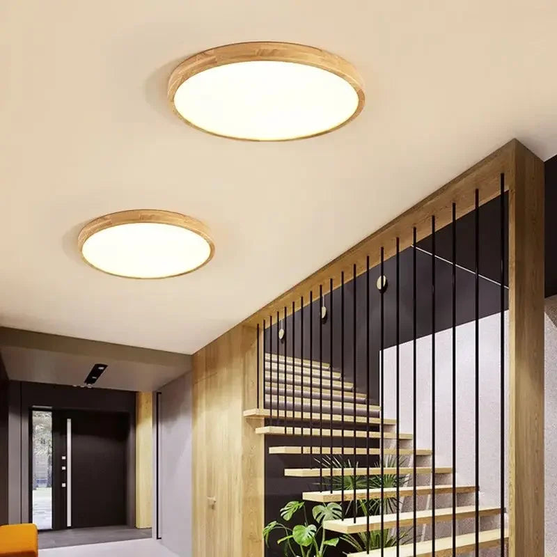 Wooden Ceiling Light Nordic LED Round Ultrathin Ceiling Lamps For Bedroom Living Room Office Minimalist Home Decoration Lighting