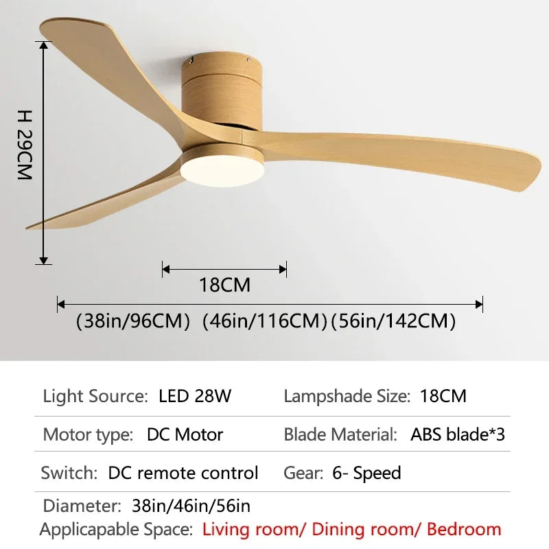 38/46/56Inch Low Floor Ceiling Fan Light Modern ABS Blade DC Remote Control Led Fan Lights Restaurant The bedroom 110V 220V