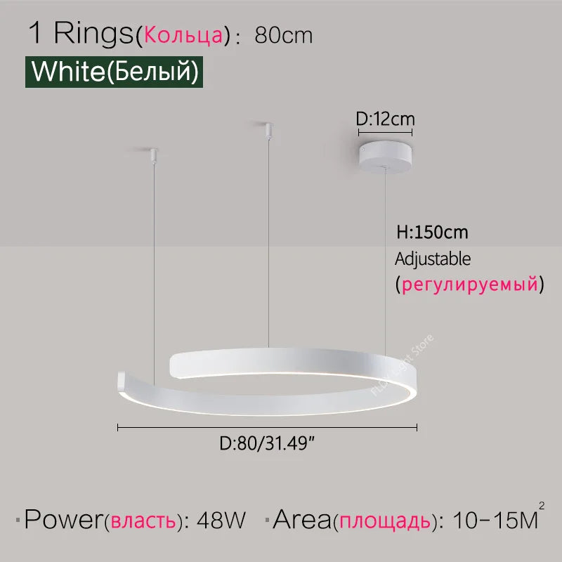 Ceiling lights living room dining room bedroom kitchen light Nordic modern chandelier simple ring light led pendants round lamps