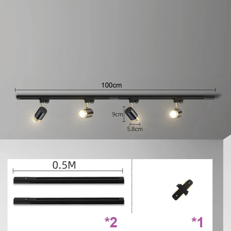 Led Ceiling Spotlight GU10 Multi Angle Adjustable Ceiling Lamp Bedroom Living Room Bar Store Decoration Track Lighting Rail Lamp