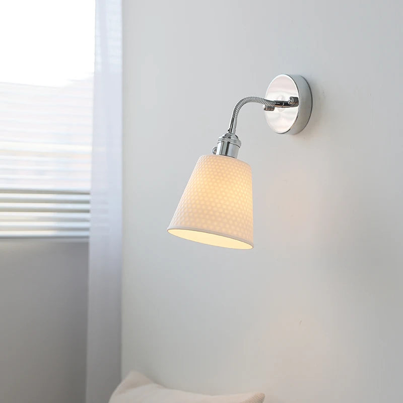 White Ceramic Silver LED Bathroom Mirror Light Flexible Arm Adjustable Switch On The Socket Modern Wall Lamp Sconce