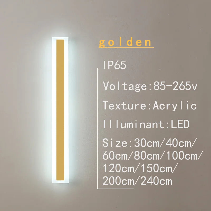 30CM to 240CM Outdoor  Ip65 Waterproof LED Long Light Courtyard Villa Garden Golden Eye Protection Wall Light Outdoor Decoration