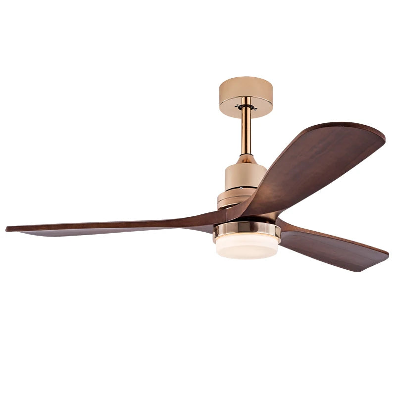 52 inch Wood Ceiling Fan with 3 Blade Remote Control Indoor Vintage for Patio Living Room Bedroom Office Ceiling Fan with Light