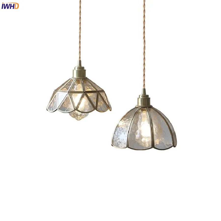 Nordic Modern Copper Hanging Light Clear Glass American Vintage Bedroom Dinning Living Room Beside Pendant Lamp Edison