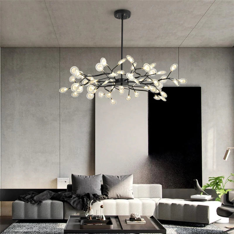 Nordic Glass Modern Firefly LED Chandelier Light Tree Branch Pendant Lamp Indoor Lighting Decorative Hanging Lamp For Home