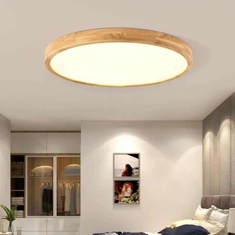 Wooden Ceiling Light Nordic LED Round Ultrathin Ceiling Lamps For Bedroom Living Room Office Minimalist Home Decoration Lighting