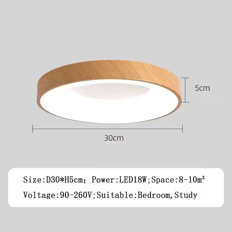 Wood Grain Ceiling LED Light Nordic Iron Ultra-thin  Round Lamp For Living Room Bedroom Study Home Decoration Lighting