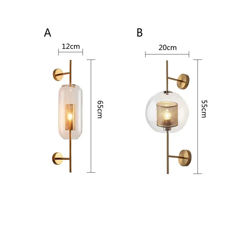 Glass Wall Lamps Nordic Bedside Bedroom Aisle Wall sconce Living Room Indoor Decorative Lamp Brass Glass Luminaire