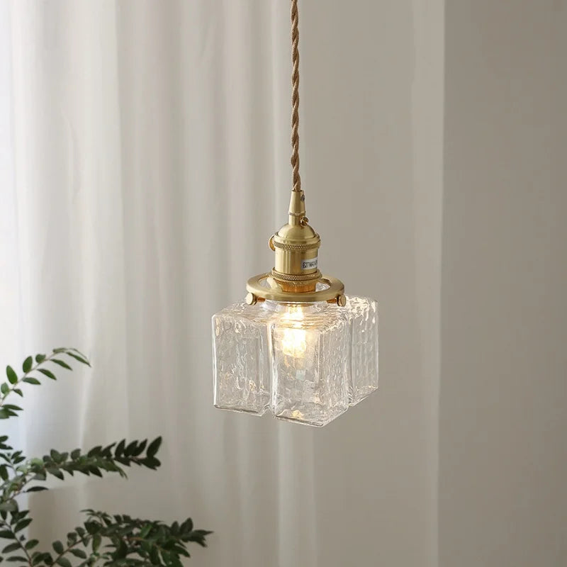 Wire Adjustable LED Pendant Lights Hallway Bedroom Bedside Cube Nordic Modern Simple Clear Glass Hanging Lamps Hanglampen