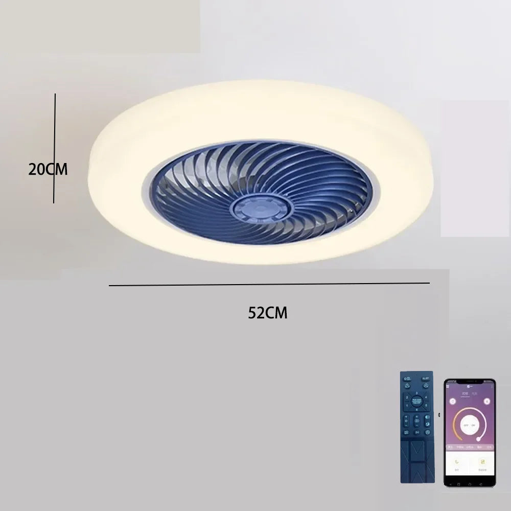 Ceiling Light With Fan Smart App +  Remote Control Living Bedroom Kitchen Decor Ventilator Lamp 52cm Ceiling Fan With Light