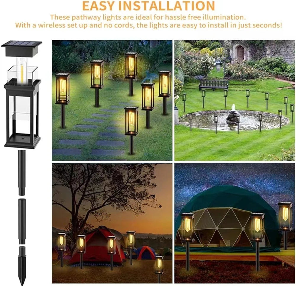 Solar Pathway Lights Outdoor Outdoor Waterproof IP65 Garden Lights for Walkway Yard Backyard Lawn Landscape Lighting Decorative