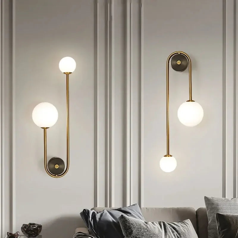 Modern Bedroom Bedside Wall Light Lamp Glass Ball  LED Gold Home Decor Living Room Corridor Interior Lighting Sconce Luminaire