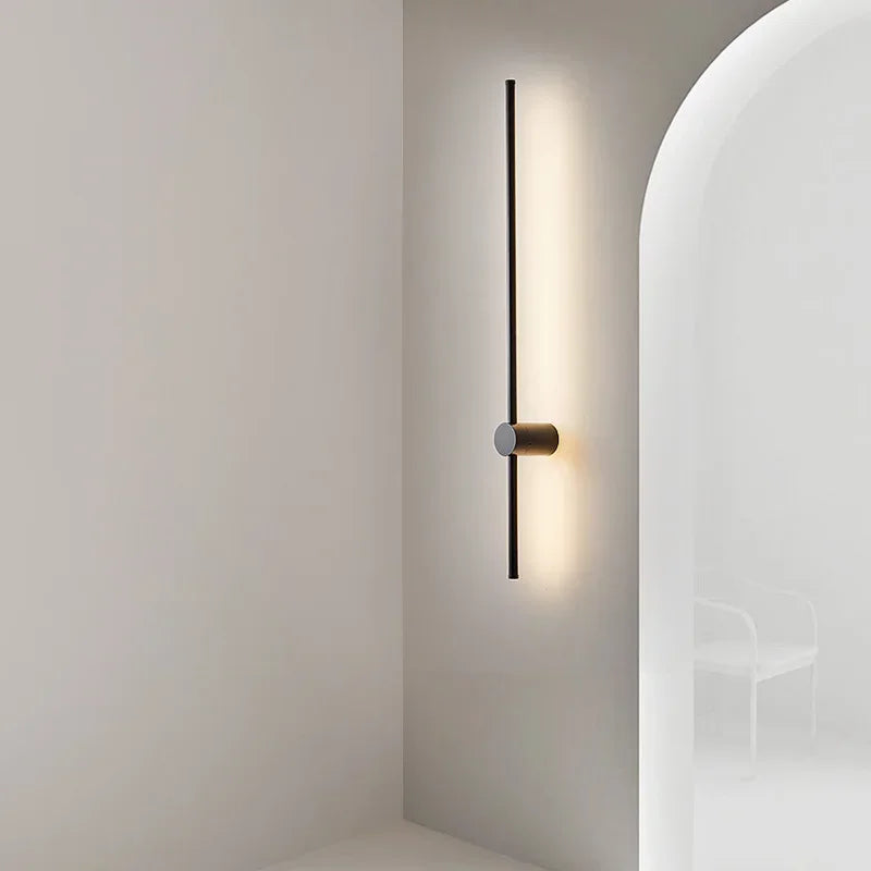 Modern Nordic LED Wall Lamp for Bedroom Aisle Decor Bedside Reading Light Stairs Background Black Bathroom Longer Sconce