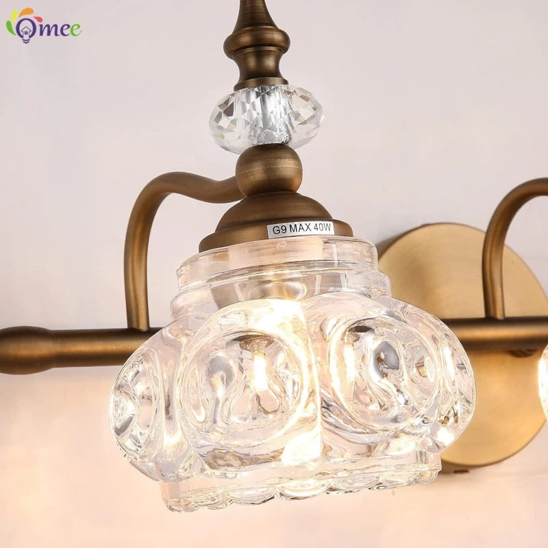 Modern Gold Luxury Crystal Wall Lamp Living Room Decoration Study Bedroom Bathroom Mirror Front Home Led Indoor Light Fixture