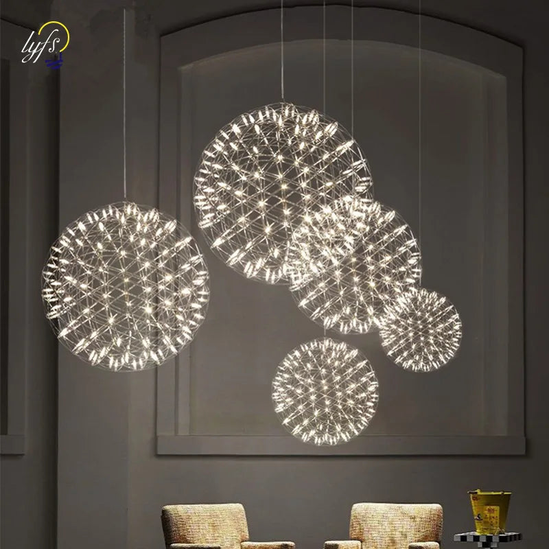 Modern Spark Ball Pendant Light Nordic Lighting Firework Ball For Living Room Dining Home Restaurant Decoration LED Hanging Lamp