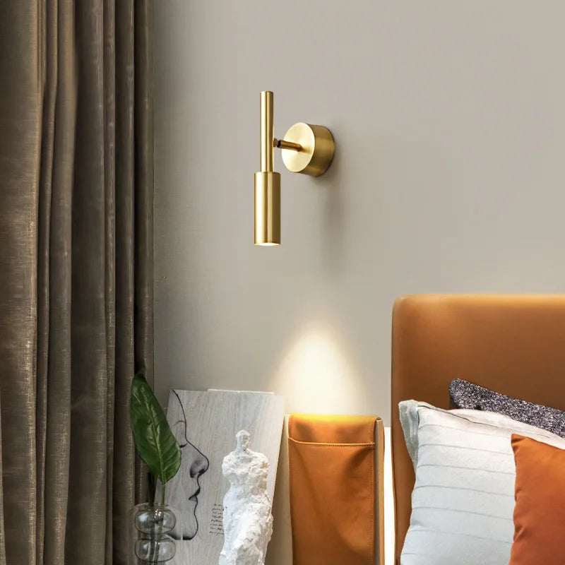 Brass LED Wall Lamp 3 Color Temperature Dimming Rotatable For Parlor Bedroom Reading Lighting Gold Black Drop Shipping