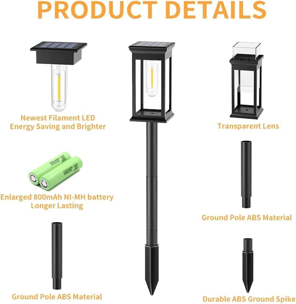 Solar Pathway Lights Outdoor Outdoor Waterproof IP65 Garden Lights for Walkway Yard Backyard Lawn Landscape Lighting Decorative