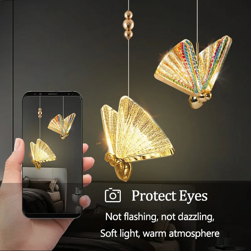 Butterfly Led Pendant Lights Hanging Lamp Indoor Lighting For Bedside Living Dining Room Kitchen pendente iluminação Light