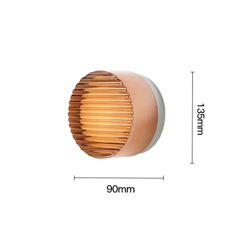 Amber Glass LED Wall Lamp Sconce Aluminium Bedroom Bedside Bathroom Mirror Stair Light Nordic Modern Wandlamp Applique