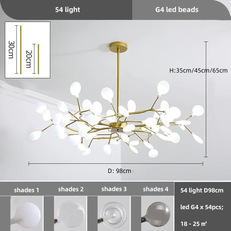 Nordic G4 Led Chandelier Lighting Modern Branch Pendant Light Living Room Gold / Black Led Luminarias Art Decor Indoor Lighting