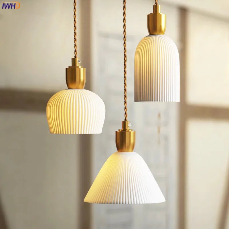 Small Ceramic LED Pendant Lamp Japanese Style Beside Bedroom Dinning Living Room Light Nordic Modern Hanglamp Home Decor