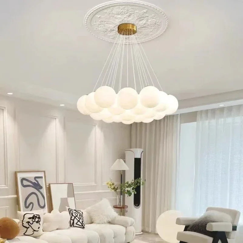 Modern LED Chandeliers Milk White Glass Ball Pendant Lamps Living Room Kitchen Restaurant Hotel Lustre E27 Home Lighting Decor