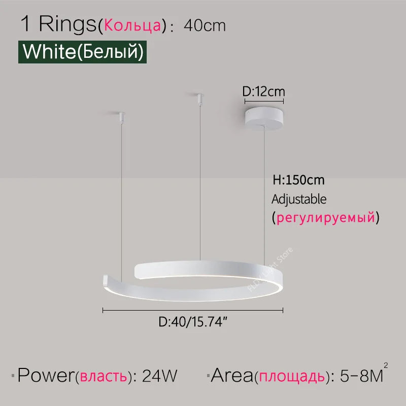 Ceiling lights living room dining room bedroom kitchen light Nordic modern chandelier simple ring light led pendants round lamps