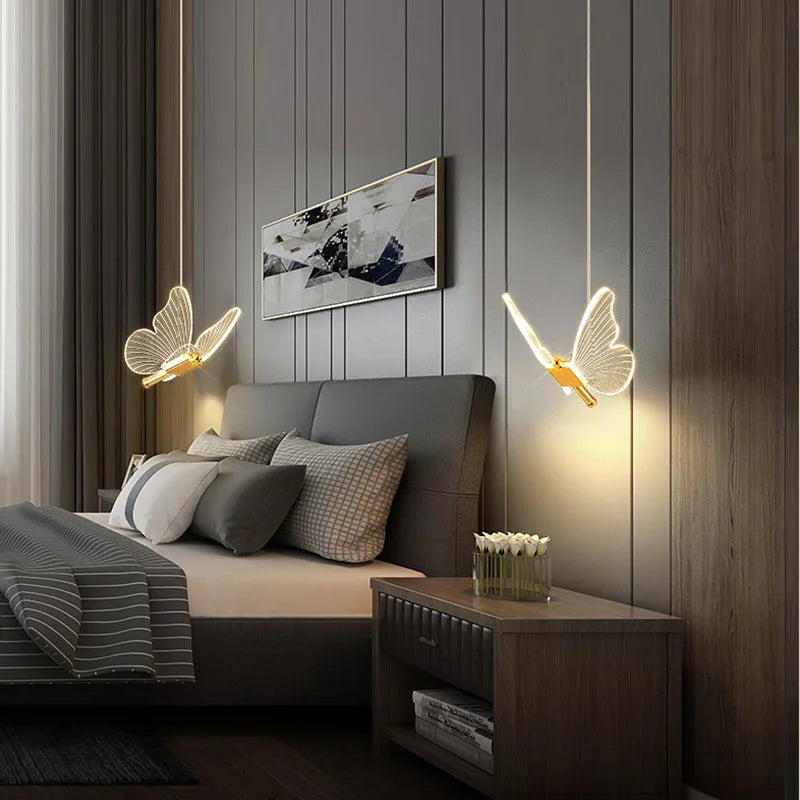 LED Butterfly Pendant Lights Nordic Indoor Lighting pendente iluminação Modern Hanging Lamp Living Room Decoration Ceiling Light