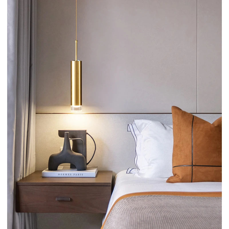 Fumi Modern Pendant Light Kitchen Fixture LED Gold Mini Pendant Lighting fo Kitchen Island Bedroom Bedside Table Small Penda