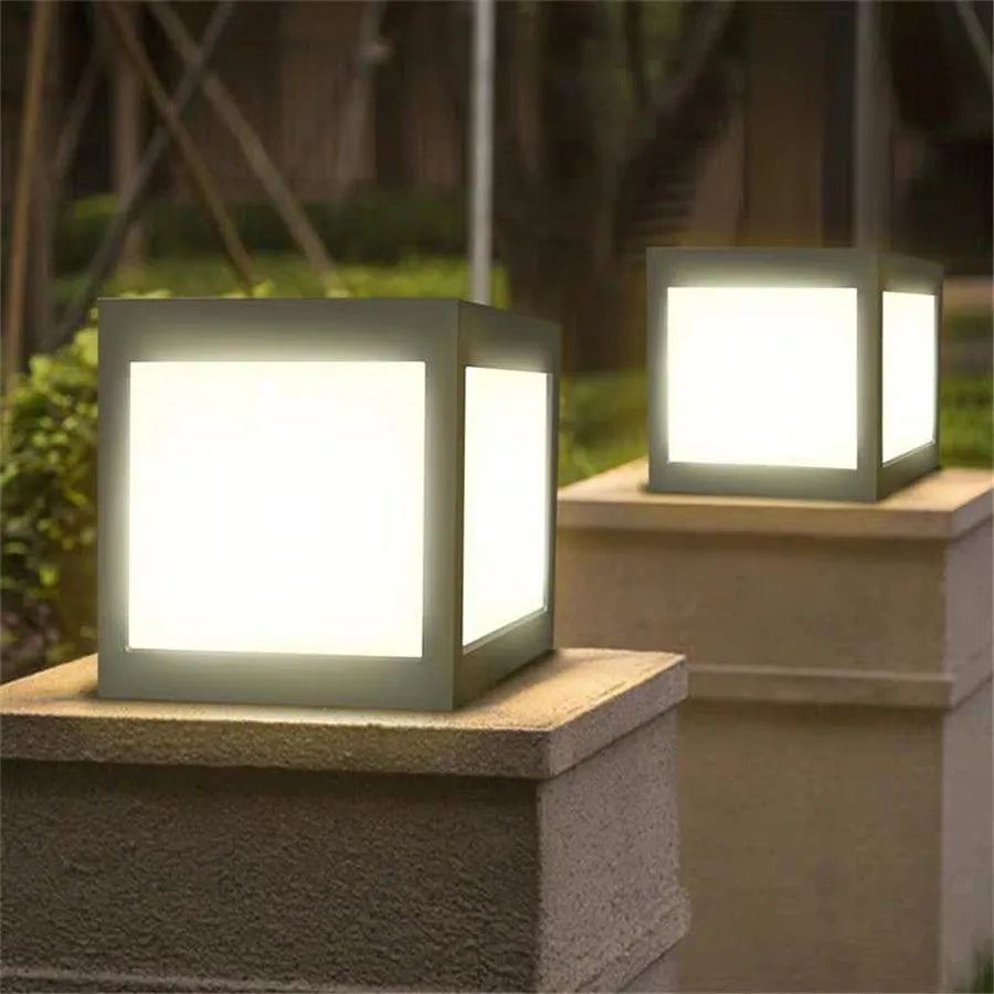 Outdoor Garden Solar Fence Pillar Lamp Waterproof Fence Villa Porch Gateway Stigma Light Balcony Pathway Lawn Light