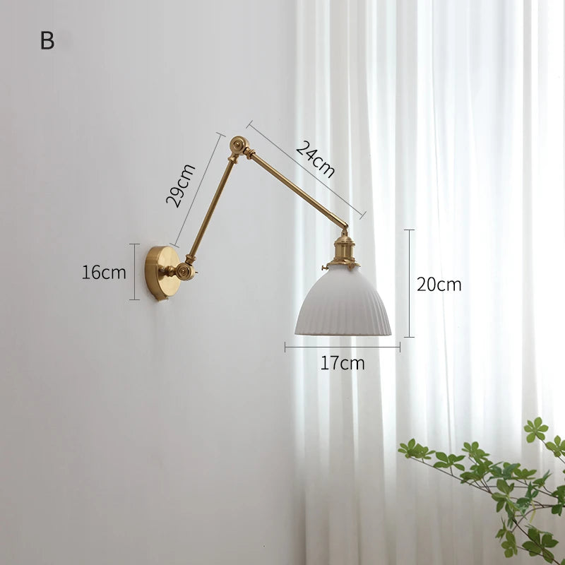 Nordic Modern Ceramic LED Wall Lamps Sconce Pull Chain Switch Bedroom Bathroom Mirror Stair Light Up And Down Luminaira