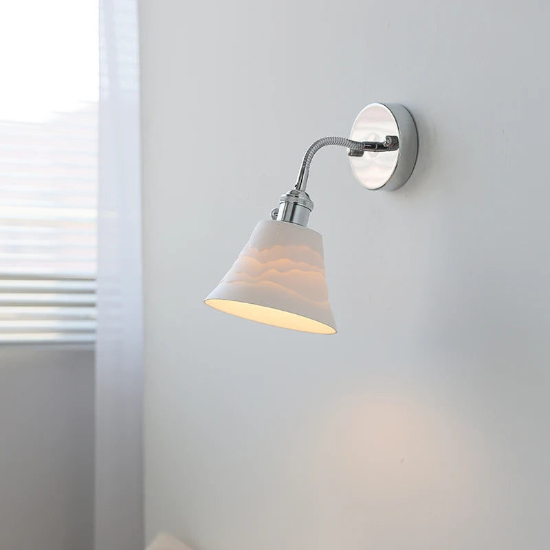 White Ceramic Silver LED Bathroom Mirror Light Flexible Arm Adjustable Switch On The Socket Modern Wall Lamp Sconce