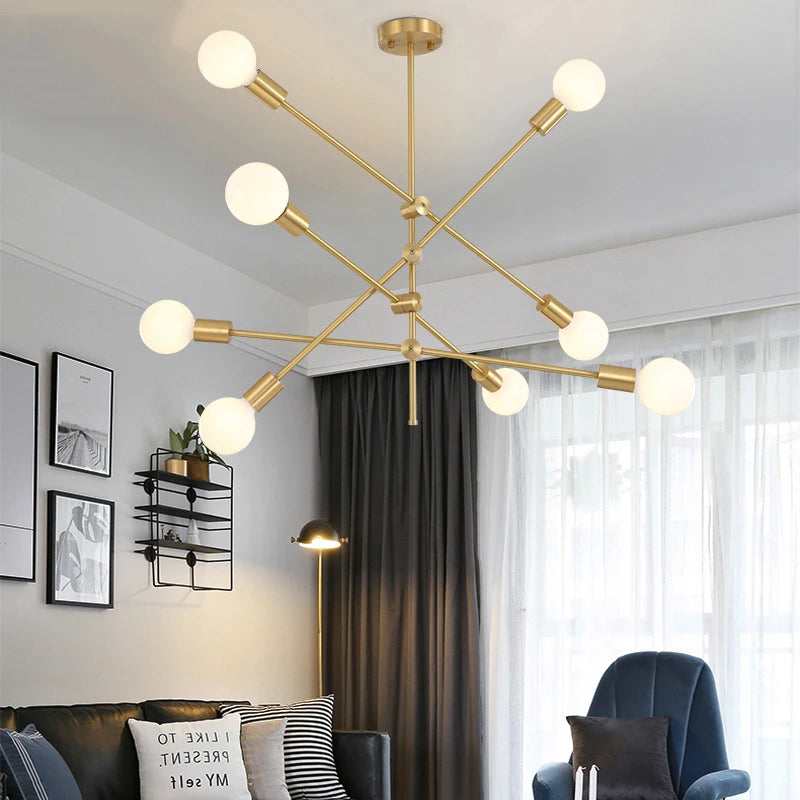 Nordic LED Simple Modern Magic Beans Creative Chandelier Living Room Dining Room Bedroom Line Chandelier E27 Base Lamp Lighting