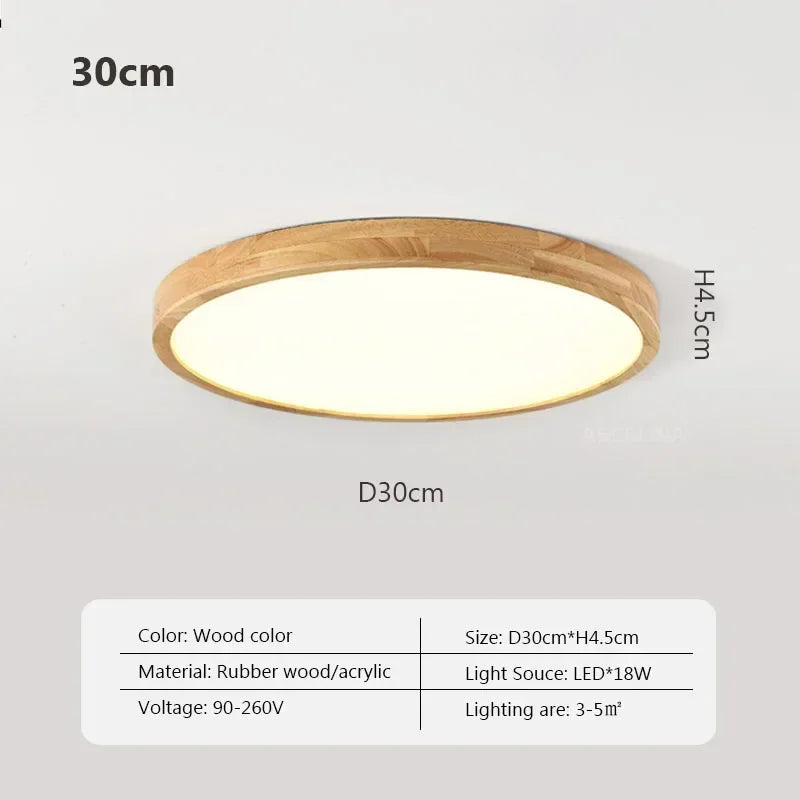 Wooden Ceiling Light Nordic LED Round Ultrathin Ceiling Lamps For Bedroom Living Room Office Minimalist Home Decoration Lighting