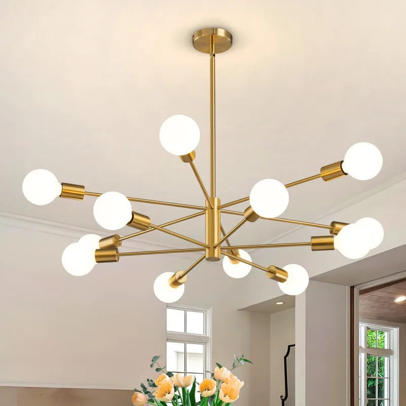 Living Room Chandelier Light 6/8/10/12 Lamps Heads Modern E27 Ceiling Chandelier Dining Room Bedroom Chandelier Lamp