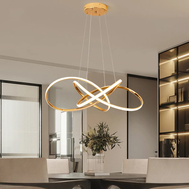 LED Gold Chandelier Modern Home Lighting For Living Room Dining Room Bedroom Kitchen Ceiling Decoration Lustre Hanging Lamp